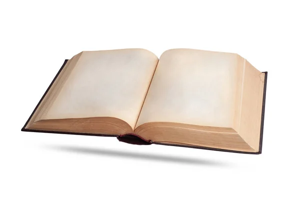 Beyaz arkaplanda boş ciltli sayfaları olan eski kitabı aç Telifsiz Stok Imajlar