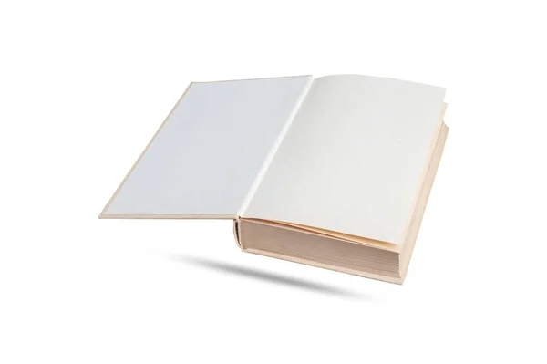 Öppna gamla bok med tomma inbundna sidor isolerad på vit bakgrund — Stockfoto