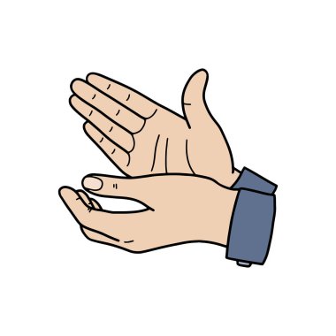 El çırpın, alkışlayın. Çizgi film tarzında, beyaz arkaplanda izole edilmiş vektör çizimi. İş konsepti. Tasarım ögesi.