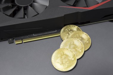Altın bitcoins, cryptocurrency kavramı yakın çekim