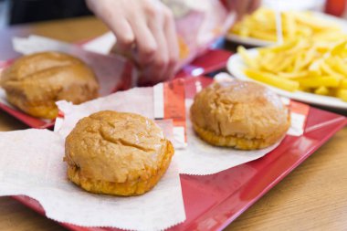 Lezzetli Türk Islak'a hamburger ya da ıslak hamburger closeup