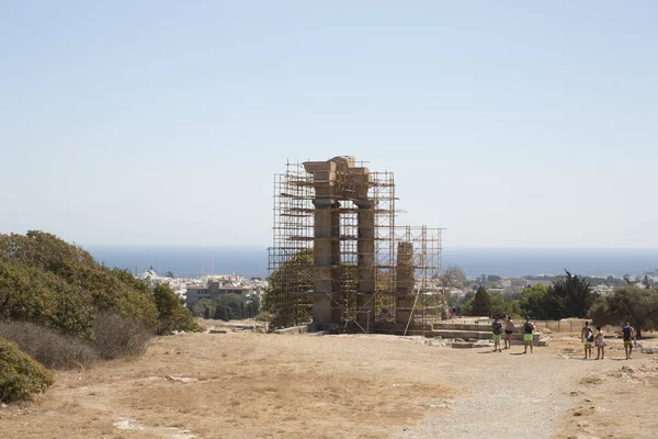 Acrópole Rhodes Island Greece God Sun Parte Parcialmente Reconstruída Local — Fotografia de Stock