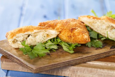 Lezzetli doldurulmuş altın kızarmış Türk borekas