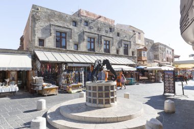 Rhodes, Yunanistan - 26 Ağustos 2017: ünlü eski, Rodos şehrine