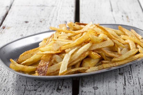 Delicious Golden Homemade Deep Fried Salty French Fries — Stock Photo, Image