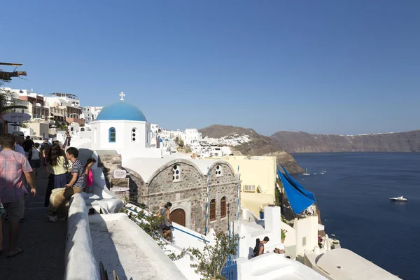 Most Romantic Greek Oia Town Santorini Island Greece Traditional Famous — Stock Photo, Image