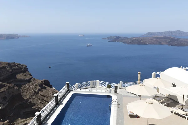 Santorini Island, Yunanistan için en romantik Yunan Oia şehir. Santorini klasik Thera ve resmen Thira.