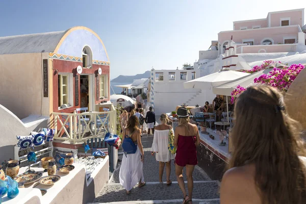Most Romantic Greek Oia Town Santorini Island Greece Traditional Famous — Stock Photo, Image