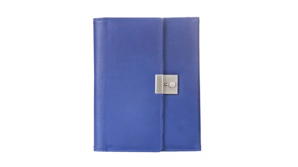 Vista Vicino Pelle Elegante Agenda Diario Notebook Sfondo Bianco — Foto Stock