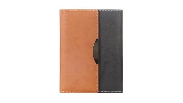 Close View Stylish Leather Agenda Diary Notebook White Background — Stock Photo, Image