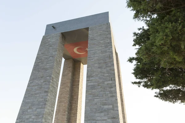 Canakkale Martyrs Memorial Szemben Dardanellák Szoros Török Katona Aki Részt — Stock Fotó