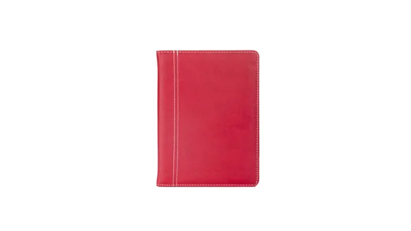 Vista Vicino Pelle Elegante Agenda Diario Notebook Sfondo Bianco — Foto Stock