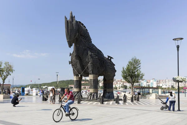 Canakkale Turchia Agosto 2017 Vista Sul Cavallo Troia Canakkale Dopo — Foto Stock