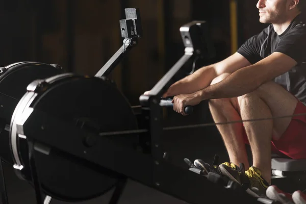 Two Young Sportsmen Performing Push Exercise Gym Dark Photography Concept — Stock Photo, Image