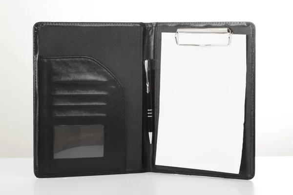 Close View Leather Agenda Diário Notebook White Background — Fotografia de Stock