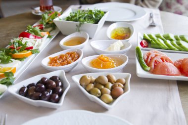 çeşitli yemekler tablo görünümünü yakından düzenlenmiş