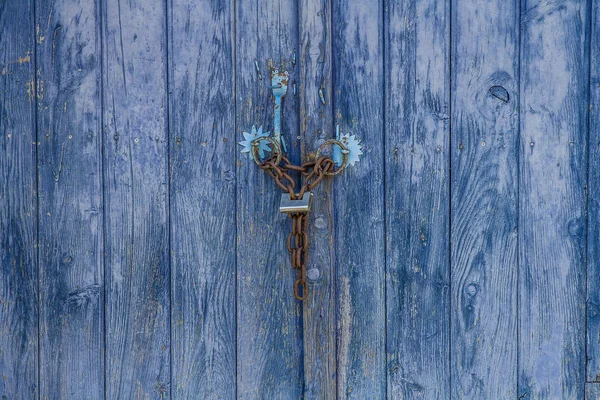 青い木製の背景の完全なフレーム — ストック写真