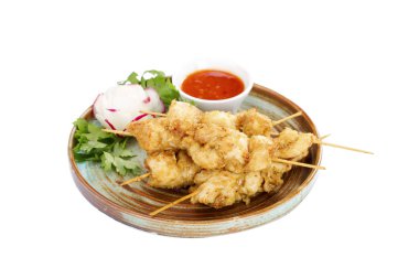 Beyaz arka plan üzerinde izole Asya et yemek görünümünü kapat