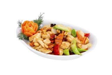 Beyaz arka plan üzerinde izole Asya et yemek görünümünü kapat