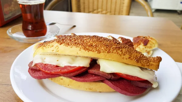 Zár Megjelöl Kilátás Ízletes Házi Sandwich — Stock Fotó