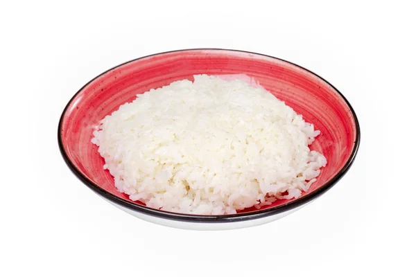 Beyaz Zemin Üzerinde Izole Pirinç Ile Asya Çanak Görünümü Kadar — Stok fotoğraf