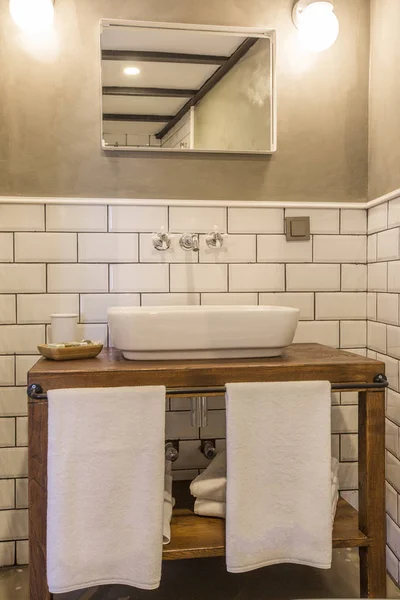Zblízka Pohled Interiér Moderní Prázdná Koupelna — Stock fotografie