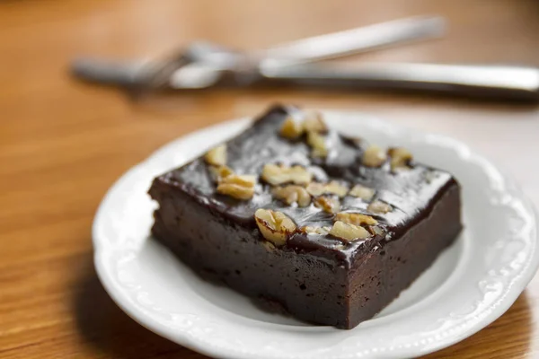 Stäng Upp Söt Chokladkaka — Stockfoto