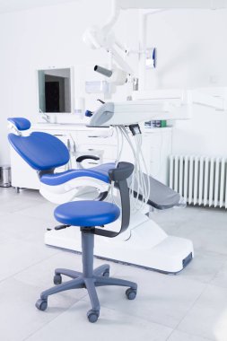 close up view of empty dentist office with sterile equipment clipart