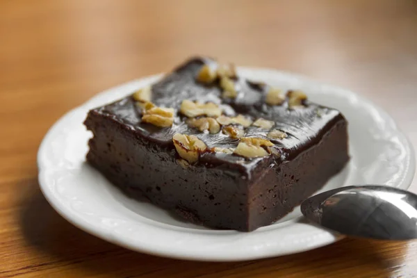 Закрыть Вид Сладкий Шоколадный Торт — стоковое фото