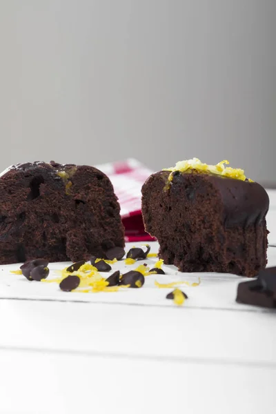 Lekkere Zoete Cake Geserveerd Houten Achtergrond — Stockfoto