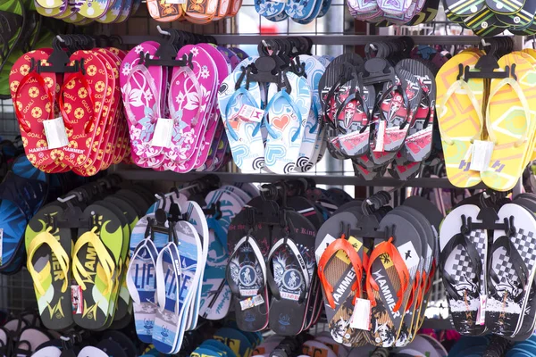 Akyaka Turkey May 2017 Colorful Flip Flops Hanging Stand Shopping — Stock Photo, Image