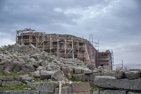 Templo Trajano Ruínas Antigas Akropolis Cidade Antiga Pergamon Bergama Turquia — Fotografia de Stock