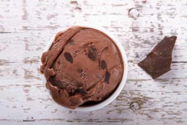 Leckeres Süßes Eis Auf Holztischplatte — Stockfoto