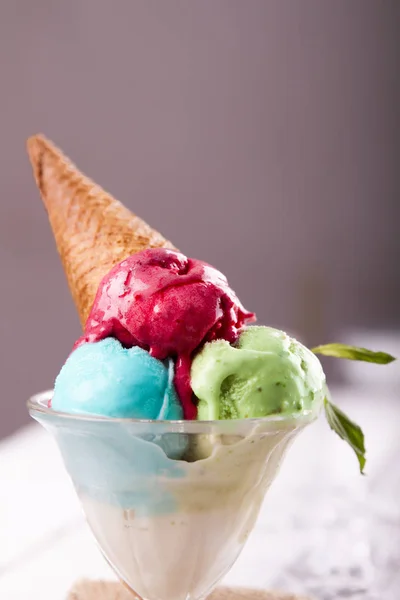 Süße Eissorten Glas — Stockfoto