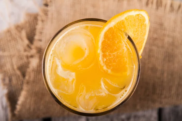 Verfrissende Jus Orange Met Ijs Glas — Stockfoto