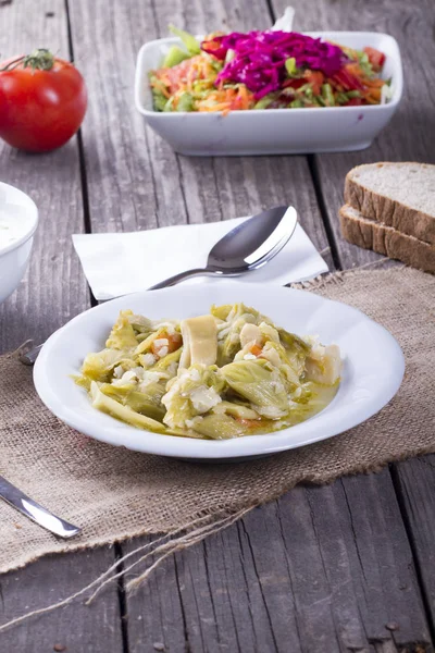 Close View Dishes Served Wooden Table — Stock Photo, Image