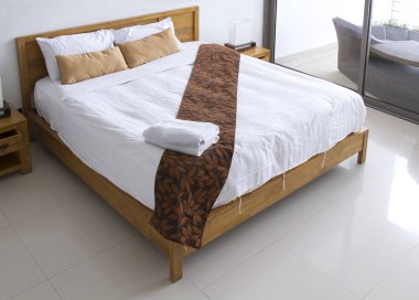 modern boş yatak odası iç görünümü kapatın