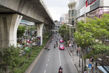 Bangkok, Tayland, Mayıs 11, 2017, Bangkok kavşağında trafik sıkışıklığı, Tayland. Bu Tayland başkenti