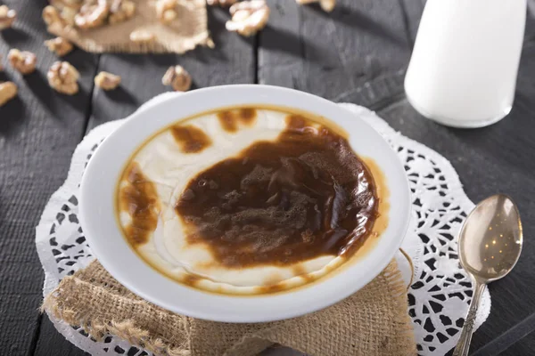 Close View Gourmet Homemade Dessert Wooden Table Turkish Arabic Traditional — Stock Photo, Image