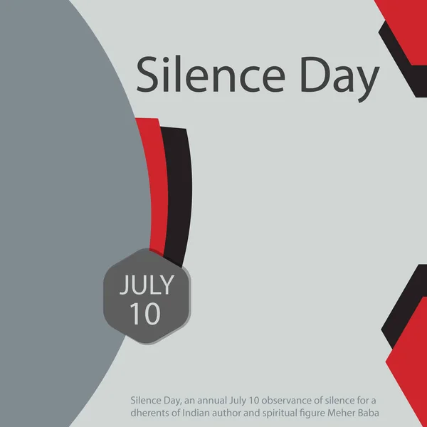 Silence Day Une Célébration Annuelle Silence Juillet Pour Les Adeptes — Image vectorielle