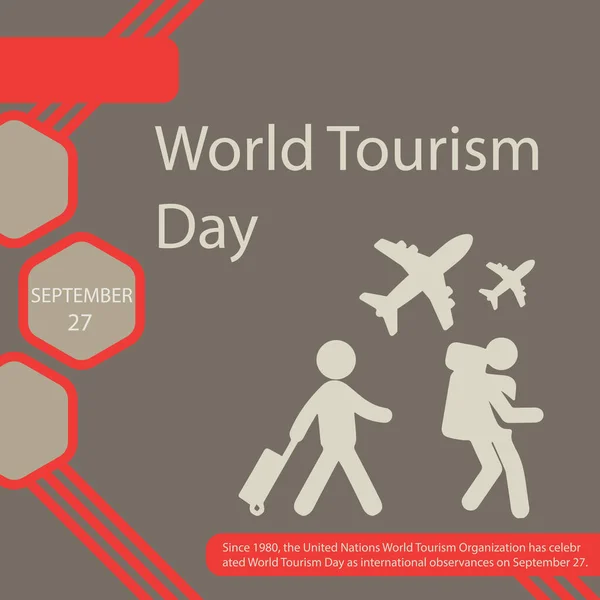 1980 Года Всемирная Туристская Организация Оон Отмечает Всемирный День Туризма — стоковый вектор