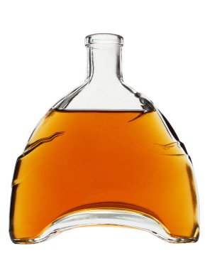 İyi viski ya da beyaz arka plan üzerinde izole bir güzel konik şişe konyak