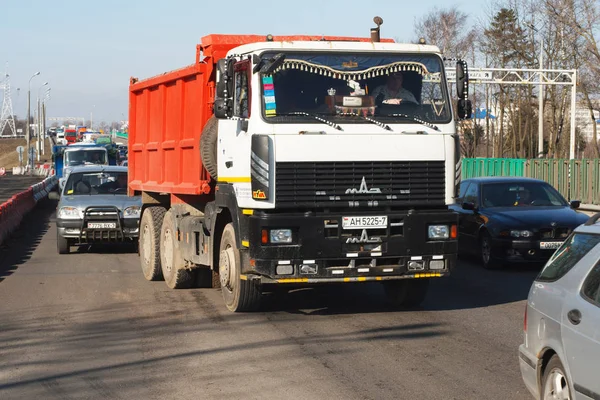 Mińsk Białoruś Marca 2019 Ciężki Korku Drogowego Autostrady Duże Miasta — Zdjęcie stockowe