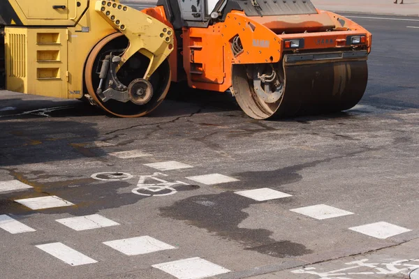 Minsk Bielorussia Aprile 2019 Lavoro Strada Costruzione Manutenzione Stradale Macchine — Foto Stock