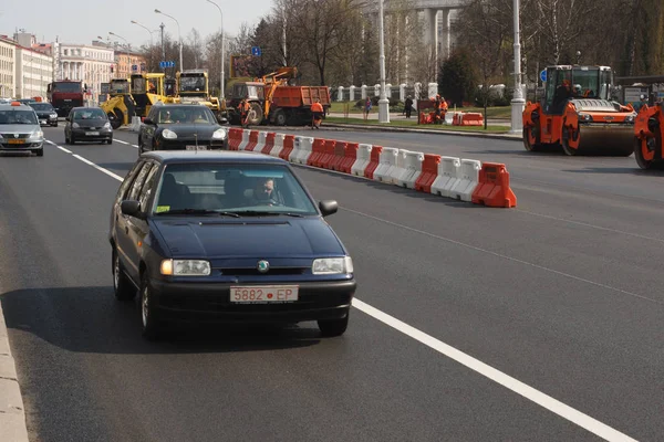 Minsk Belarus April 2019 Work Road Construction Road Maintenance Road — Stock Photo, Image