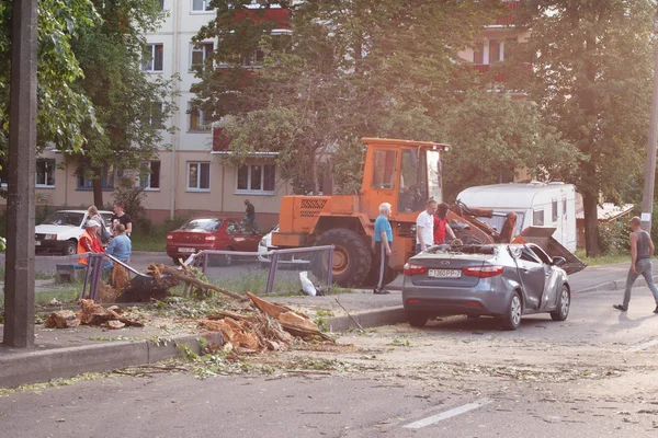 Minsk Bielorussia Giugno 2019 Auto Danneggiata Kai Rio Grigio Argento — Foto Stock