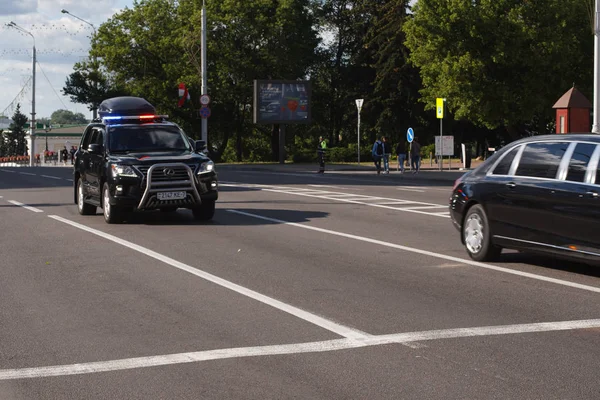 Minsk Belarus Junho 2019 Motorcada Presidencial Presidente Bielorrússia Alexander Lukashenko — Fotografia de Stock