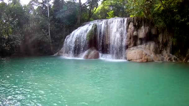 Cascada Erawan Parque Nacional Erawan Kanchanaburi Tailandia — Vídeo de stock