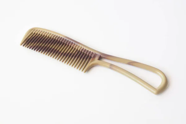 Brown Plastic Comb White — Stock Photo, Image