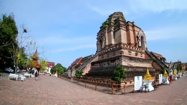 Wat Chedi Luang Temple Chiang Mai Tailândia Por Lente Fisheye — Vídeo de Stock